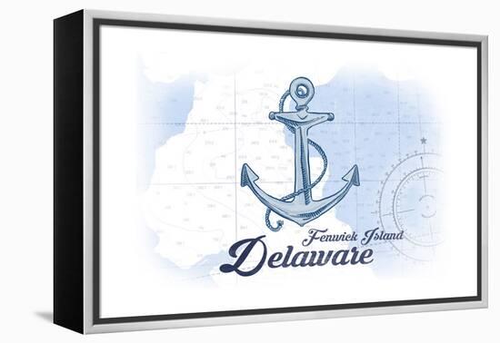 Fenwick Island, Delaware - Anchor - Blue - Coastal Icon-Lantern Press-Framed Stretched Canvas