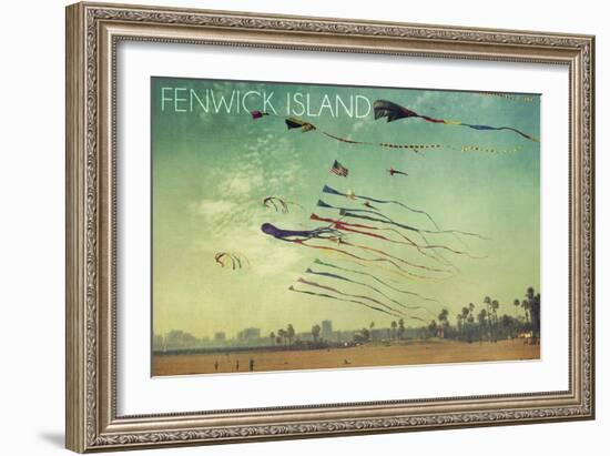 Fenwick Island, Delaware - Kites and Beach-Lantern Press-Framed Art Print