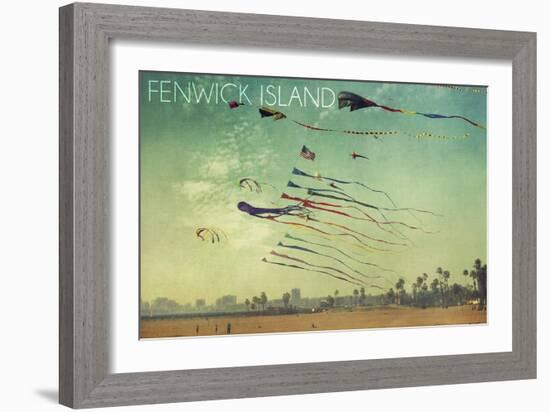 Fenwick Island, Delaware - Kites and Beach-Lantern Press-Framed Art Print