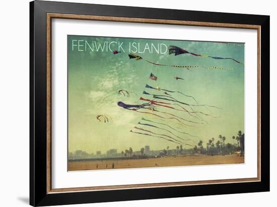 Fenwick Island, Delaware - Kites and Beach-Lantern Press-Framed Art Print