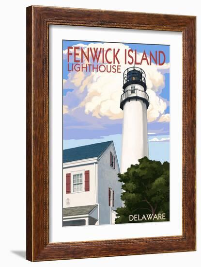 Fenwick Island, Delaware - Lighthouse-Lantern Press-Framed Premium Giclee Print