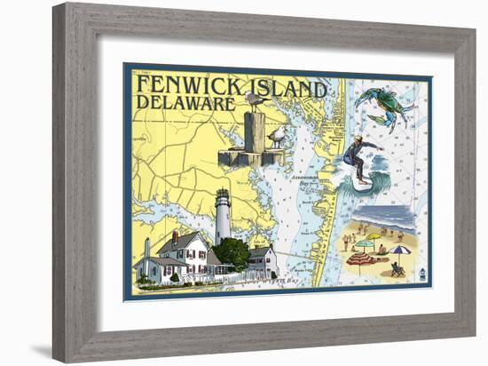 Fenwick Island, Delaware - Nautical Chart-Lantern Press-Framed Art Print