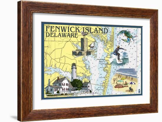 Fenwick Island, Delaware - Nautical Chart-Lantern Press-Framed Art Print