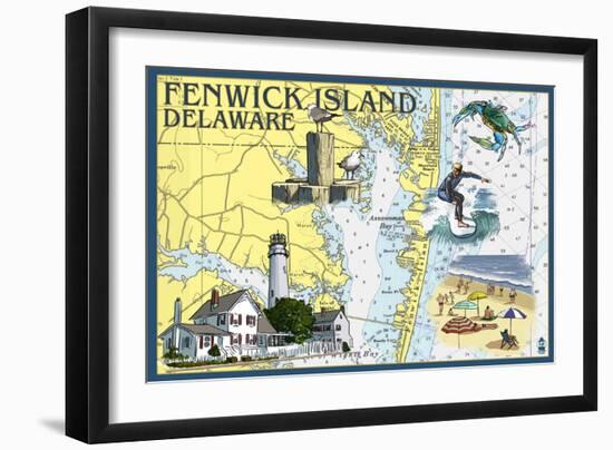 Fenwick Island, Delaware - Nautical Chart-Lantern Press-Framed Art Print