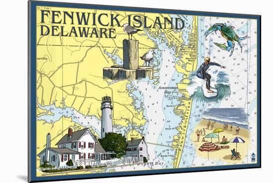 Fenwick Island, Delaware - Nautical Chart-Lantern Press-Mounted Art Print