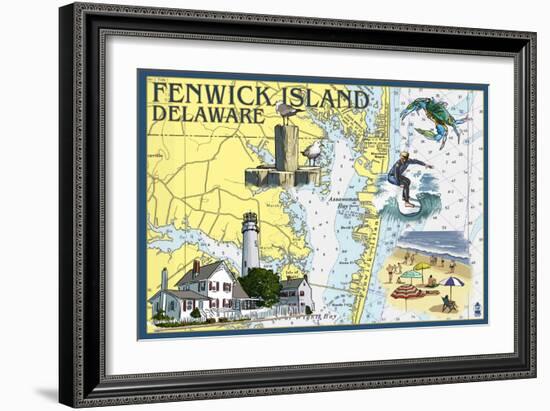 Fenwick Island, Delaware - Nautical Chart-Lantern Press-Framed Art Print
