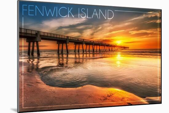 Fenwick Island, Delaware - Pier and Sunset-Lantern Press-Mounted Art Print