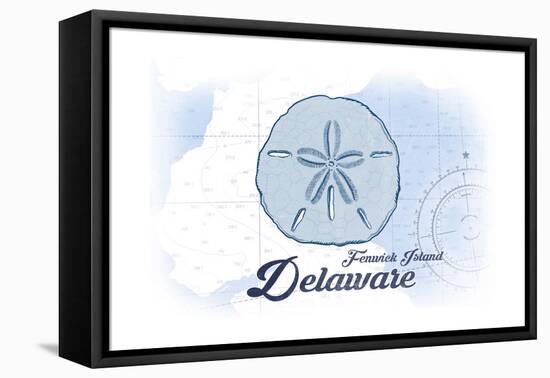 Fenwick Island, Delaware - Sand Dollar - Blue - Coastal Icon-Lantern Press-Framed Stretched Canvas