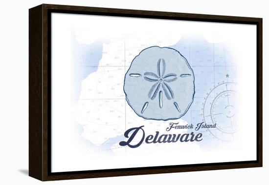 Fenwick Island, Delaware - Sand Dollar - Blue - Coastal Icon-Lantern Press-Framed Stretched Canvas