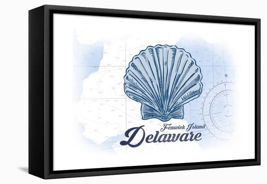 Fenwick Island, Delaware - Scallop Shell - Blue - Coastal Icon-Lantern Press-Framed Stretched Canvas