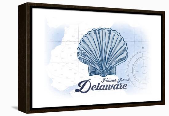 Fenwick Island, Delaware - Scallop Shell - Blue - Coastal Icon-Lantern Press-Framed Stretched Canvas