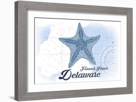 Fenwick Island, Delaware - Starfish - Blue - Coastal Icon-Lantern Press-Framed Art Print