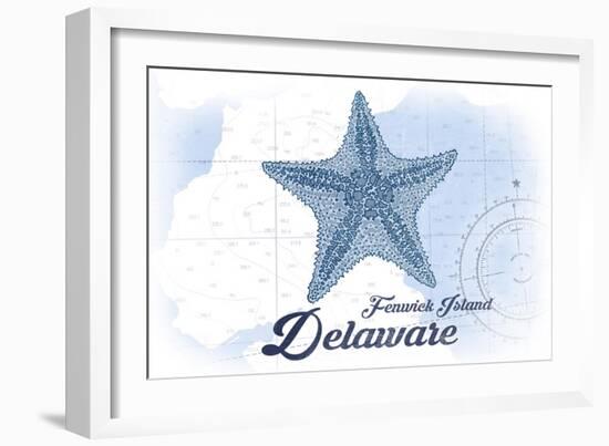 Fenwick Island, Delaware - Starfish - Blue - Coastal Icon-Lantern Press-Framed Art Print