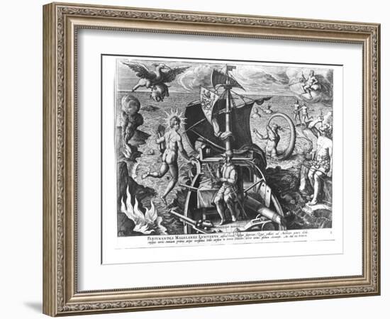 Ferdinand Magellan (circa 1480-1521) on Board His Caravel, 1522-Jan van der Straet-Framed Giclee Print