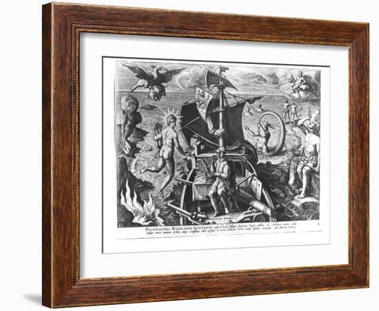 Ferdinand Magellan (circa 1480-1521) on Board His Caravel, 1522-Jan van der Straet-Framed Giclee Print