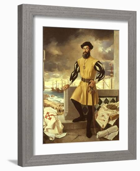 Ferdinand Magellan, Portuguese Navigator who Circumnavigated the Globe-Antonio Menendez-Framed Giclee Print