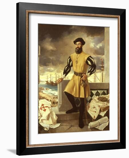 Ferdinand Magellan, Portuguese Navigator who Circumnavigated the Globe-Antonio Menendez-Framed Giclee Print