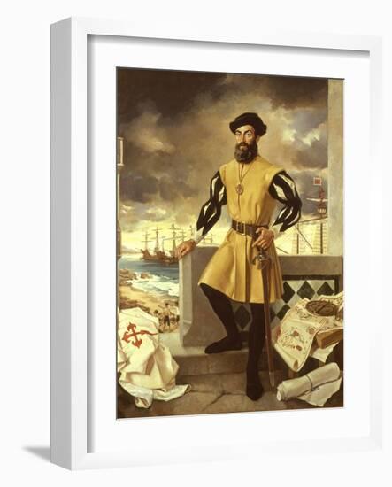 Ferdinand Magellan, Portuguese Navigator who Circumnavigated the Globe-Antonio Menendez-Framed Giclee Print