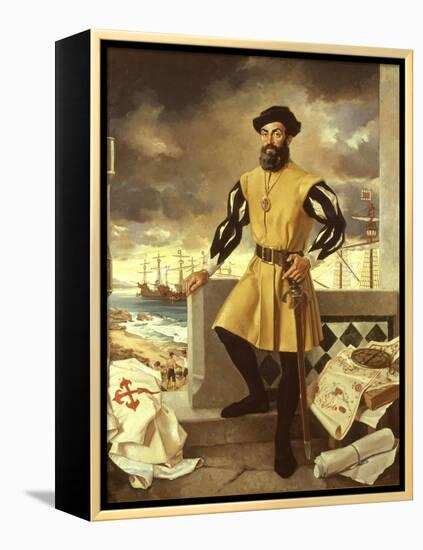 Ferdinand Magellan, Portuguese Navigator who Circumnavigated the Globe-Antonio Menendez-Framed Premier Image Canvas