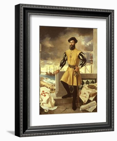 Ferdinand Magellan, Portuguese Navigator who Circumnavigated the Globe-Antonio Menendez-Framed Giclee Print