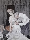 Suspicious Husband Observing the Alteration in the Tying of His Wife's Corset, 1909-Ferdinand Van Reznicek-Framed Giclee Print