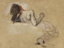 Animal and Figure Studies (Black Chalk on Laid Paper)-Ferdinand Victor Eugene Delacroix-Giclee Print