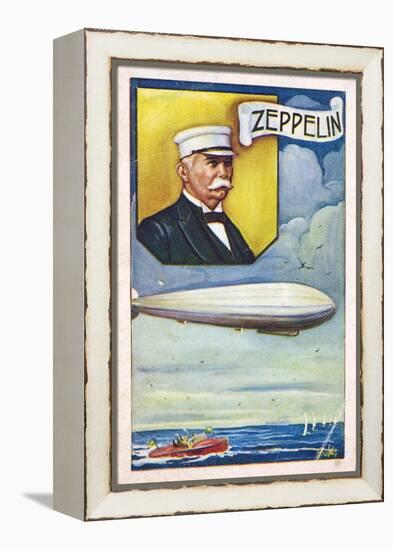 Ferdinand Von Zeppelin with Airship-null-Framed Premier Image Canvas