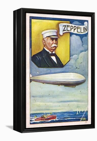 Ferdinand Von Zeppelin with Airship-null-Framed Premier Image Canvas