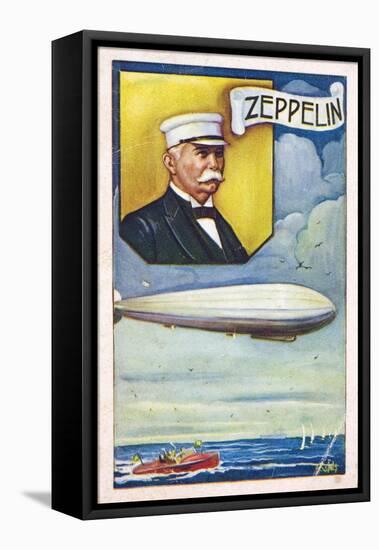 Ferdinand Von Zeppelin with Airship-null-Framed Premier Image Canvas