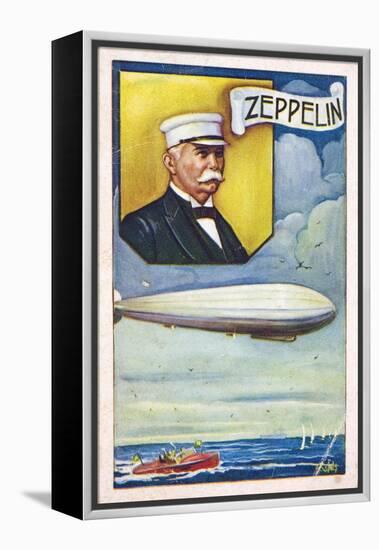 Ferdinand Von Zeppelin with Airship-null-Framed Premier Image Canvas