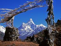 Amma Dablam, Framed by Prayer Flags, One of Most Distinctive Mountains Lining Khumbu Valley, Nepal-Fergus Kennedy-Photographic Print