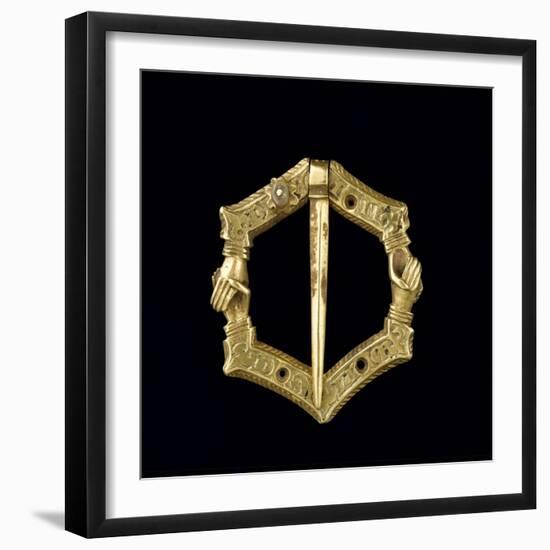 Fermail : hexagonal, mains croisées, inscription-null-Framed Giclee Print