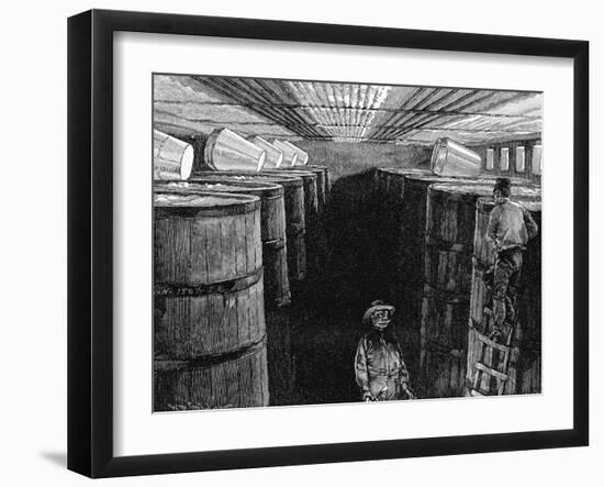 Fermenting Cellar in an American Brewery, 1885-null-Framed Giclee Print
