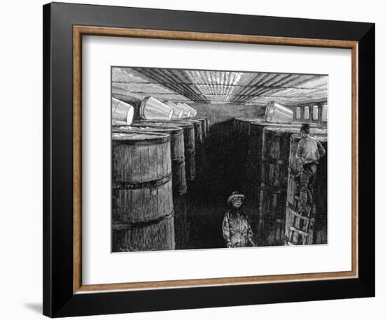 Fermenting Cellar in an American Brewery, 1885-null-Framed Giclee Print