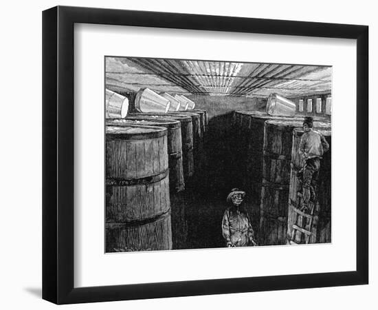 Fermenting Cellar in an American Brewery, 1885-null-Framed Giclee Print