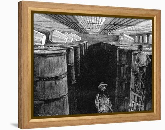 Fermenting Cellar in an American Brewery, 1885-null-Framed Premier Image Canvas