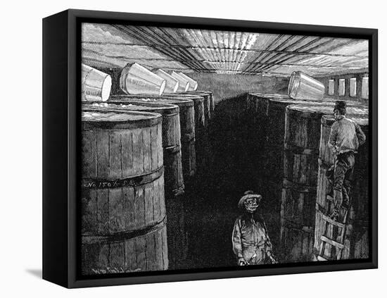 Fermenting Cellar in an American Brewery, 1885-null-Framed Premier Image Canvas