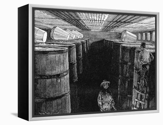 Fermenting Cellar in an American Brewery, 1885-null-Framed Premier Image Canvas