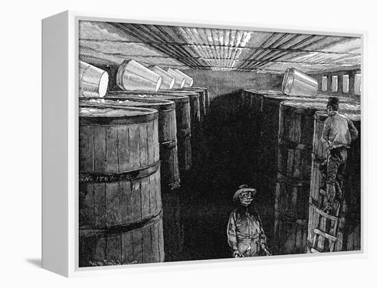 Fermenting Cellar in an American Brewery, 1885-null-Framed Premier Image Canvas