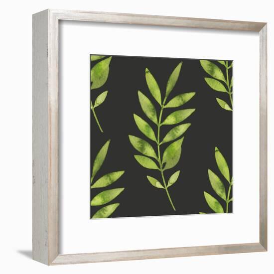 Fern Leaf on Dark Background-Maria Mirnaya-Framed Art Print