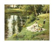 Picnic on the Riverbank-Fernand Toussaint-Framed Premium Giclee Print