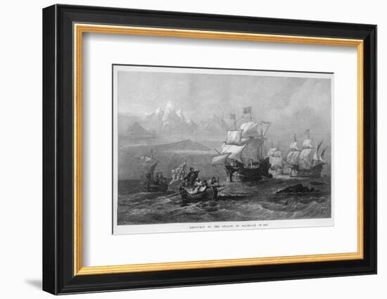 Fernao De Magalhaes Discovers the Straits of Magellan-O.w. Brierley-Framed Photographic Print