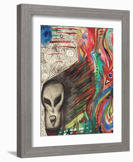 Ferocious Skull Like Head Screams-Charles Bowman-Framed Photographic Print