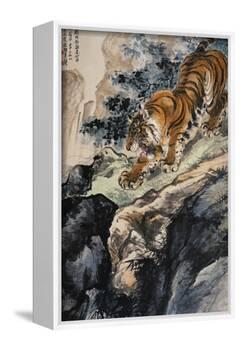 Ferocious Tiger Stalking a Mountain Path-Zhang Shanzi-Framed Giclee Print