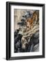 Ferocious Tiger Stalking a Mountain Path-Zhang Shanzi-Framed Giclee Print