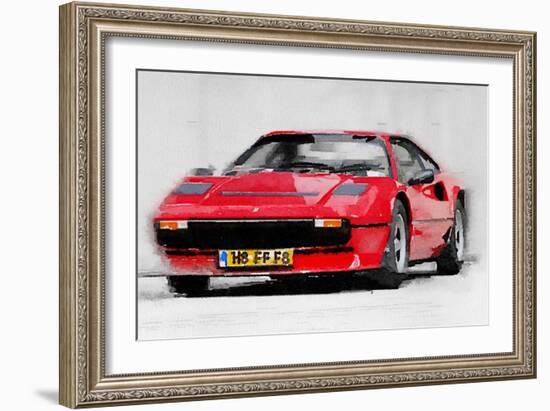 Ferrari 208 GTB Turbo Watercolor-NaxArt-Framed Art Print