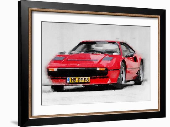 Ferrari 208 GTB Turbo Watercolor-NaxArt-Framed Art Print