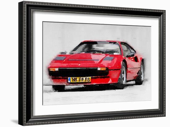 Ferrari 208 GTB Turbo Watercolor-NaxArt-Framed Art Print