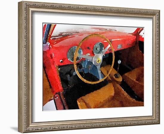 Ferrari 225 S Berlinetta Interior Watercolor-NaxArt-Framed Art Print