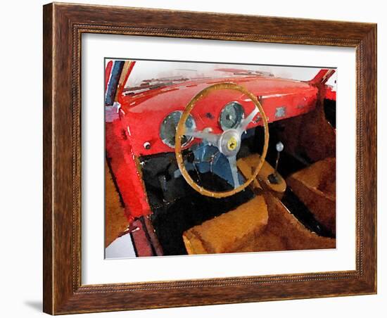 Ferrari 225 S Berlinetta Interior Watercolor-NaxArt-Framed Art Print